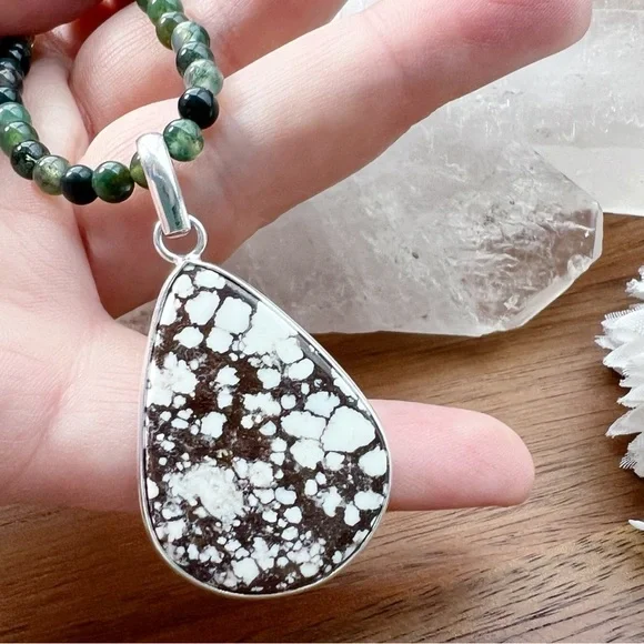 ⚡️LOT⚡️ Solid 925 Pendants Chrysocolla Wild Horse Agate Gemstone Necklace Chain - Picture 4 of 11